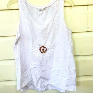 White Linen Sunflower Tank